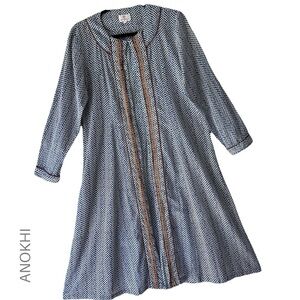 ANOKHI NWOT LONG EMBROIDERED OPEN FRONT COTTON ROBE LOUNGE JACKET COVERUP LARGE